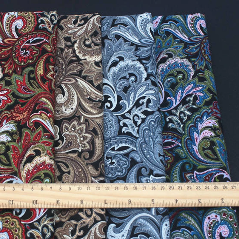 Ethnic Fabric Paisley Large Cashew Printed Poplin Cloth for Sewing Accessories DIY Handmade by Half Meter