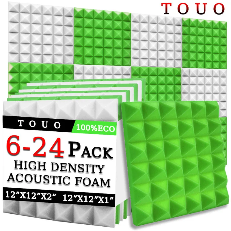 

TOUO Pyramid Acoustic Foam 6/12/24 Pcs Flame-Retardant Soundproof Foam Panel Sound Absorbing Treatment Studio Acoustic Treatment