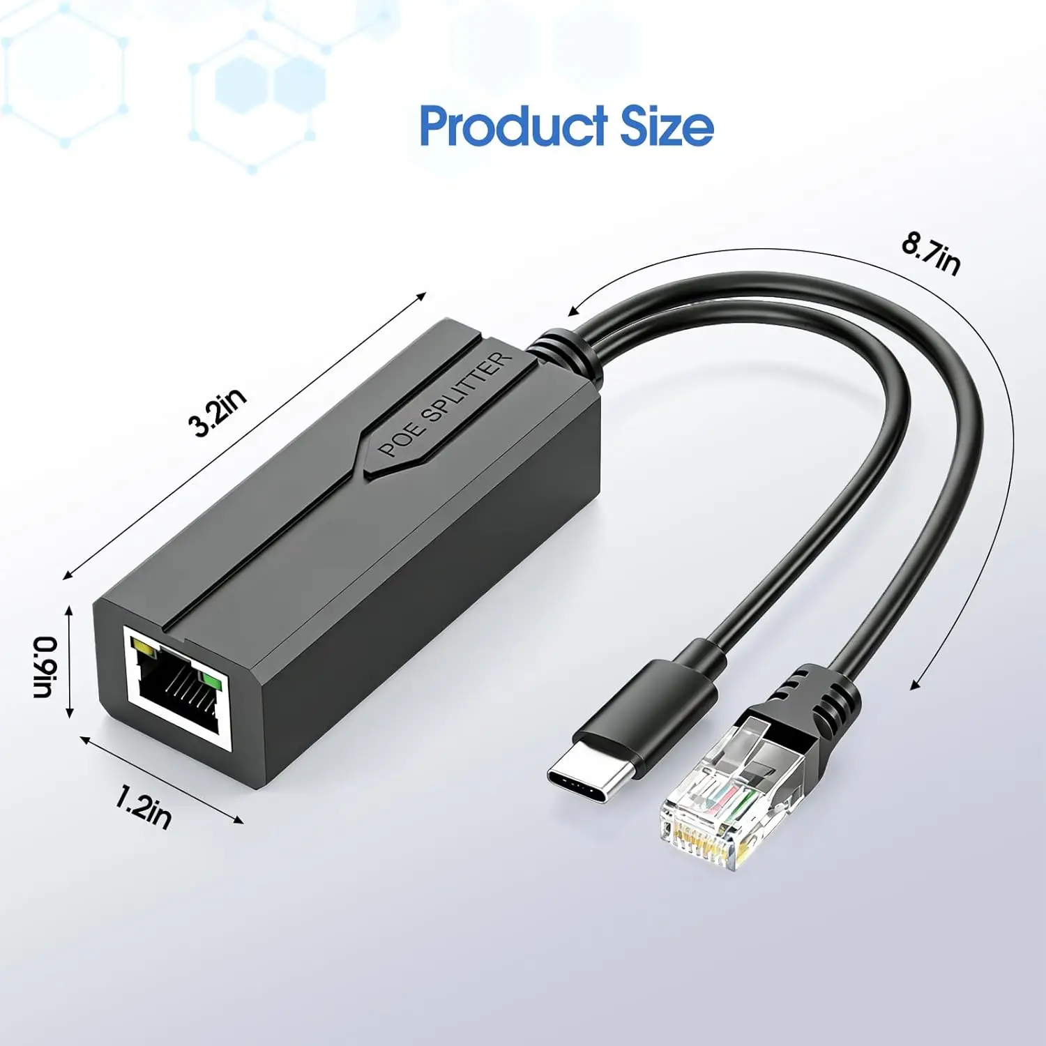 New POE Splitter 48V to 5V USB Female / tpye-C 100Mbps and1000Mbps Gigabit POE Camera Injector Power Supply for Huawei Hikvision - view 5