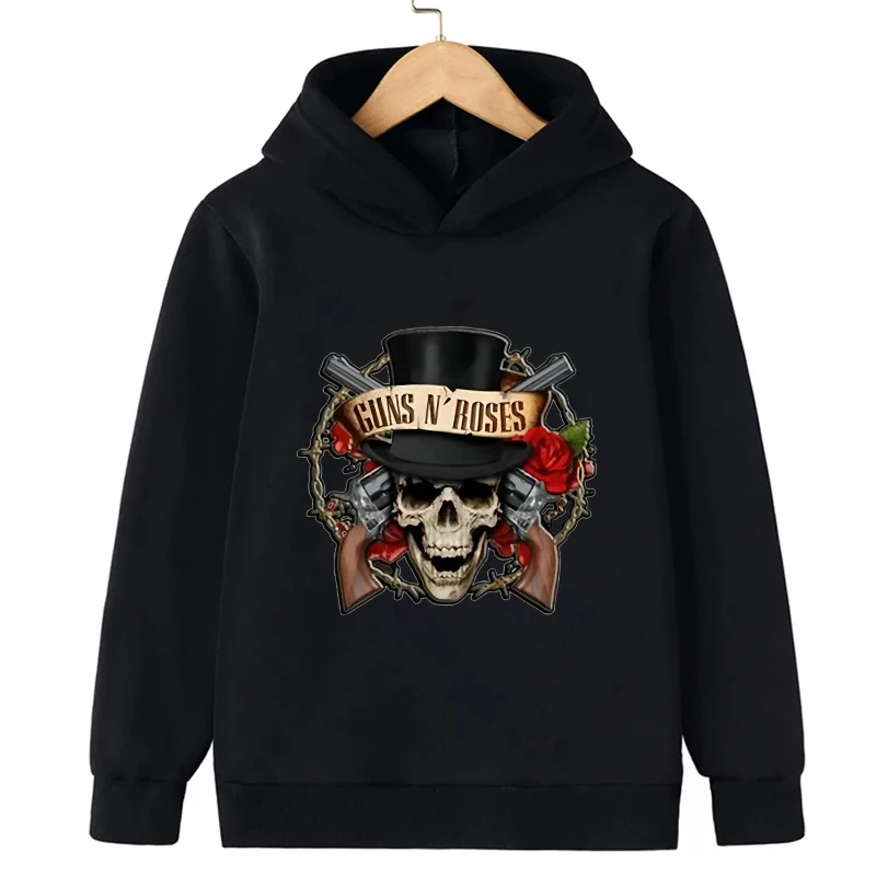 Rock Band Gun N Roses Kids Hoodies Fashion Cool Sweatshirts Cartoon Boys Clothes Children Outwear Baby Girls Autumn Tops,KMT5196