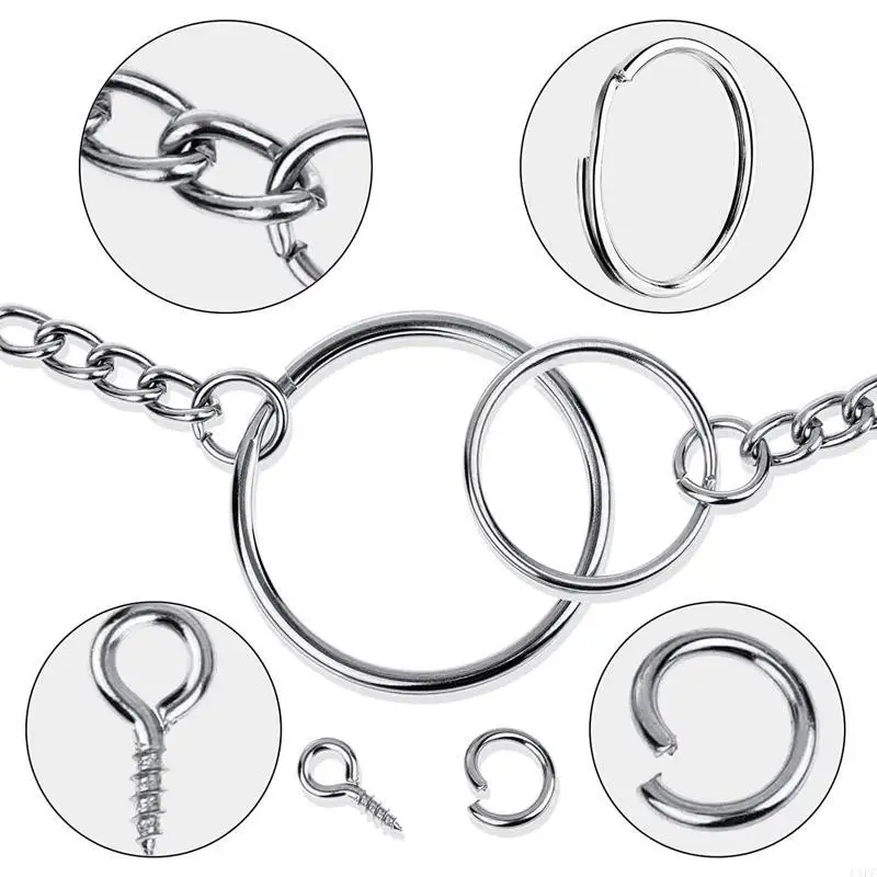 150 Pcs Combination Set Split Metal for Key Ring Keychain Rings with Chain for D