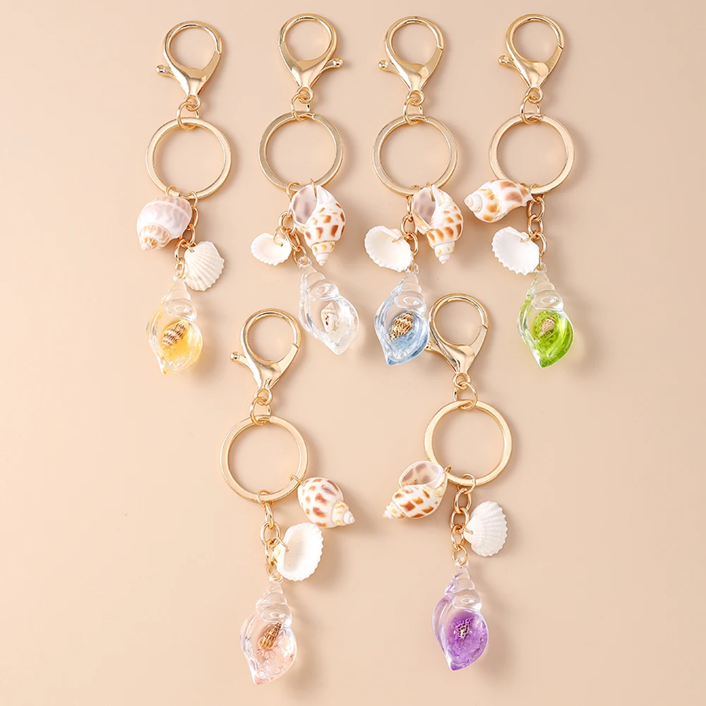 Aihua Bunter Bohemian-Stil Niedlicher Muschel-Schlüsselanhänger für Männer und Frauen, Handtaschenanhänger, DIY-Schmuck für Sommer, Strand und Urlaub, Geschenk – Detail 1