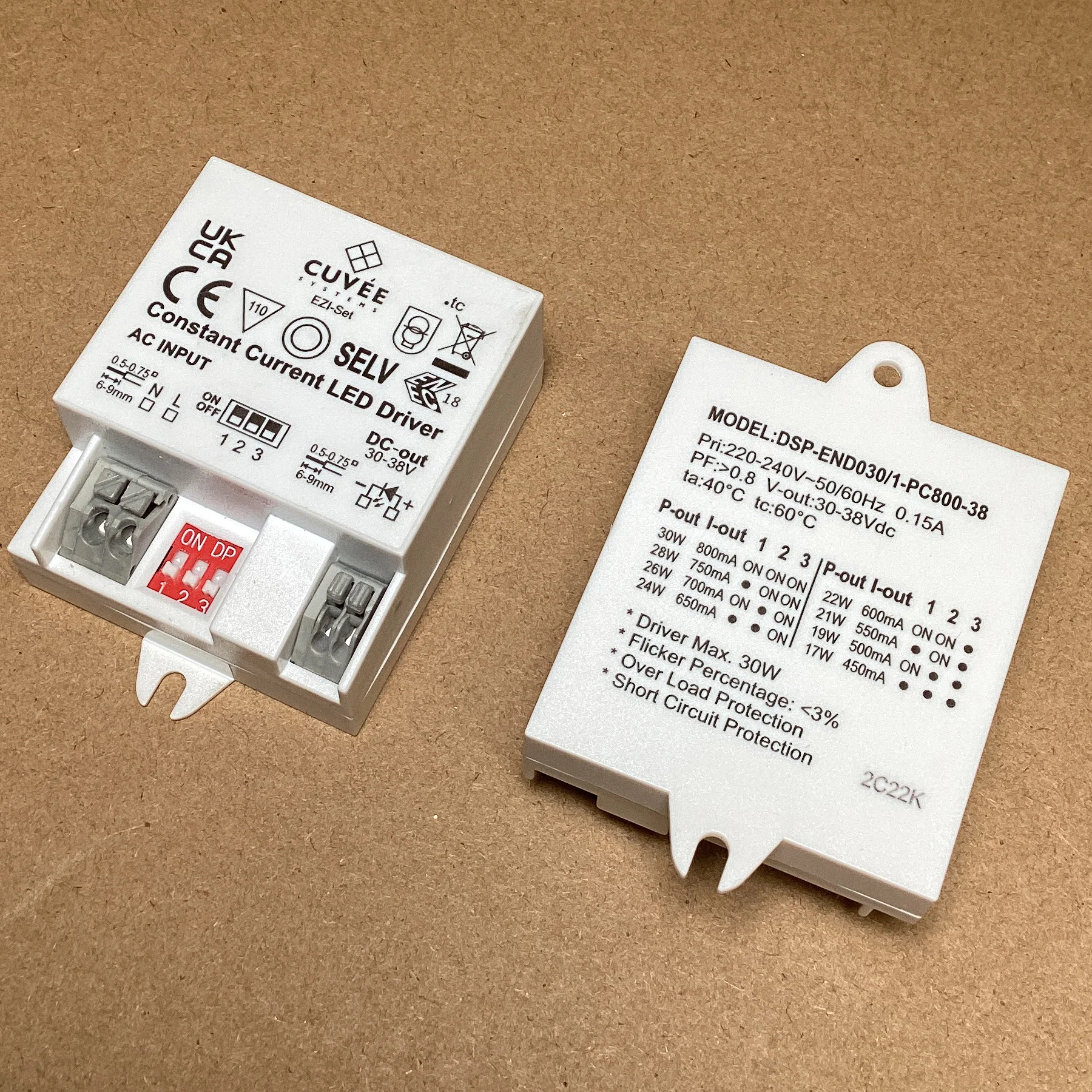 EZI-Set 30W Compact Square LED Driver Module 1-CH 450mA/500mA/550mA/600mA/650mA/700mA/750mA/800mA 30V to 38V Wire Leaded
