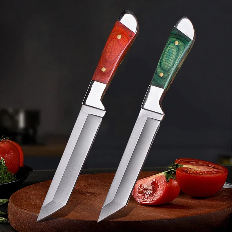 Hand-Forged Boning Knife Stainless Steel Meat Cleaver Mongolian Kitchen Fruit Fish Knife Roasted Lamb Steak Knife with Cover