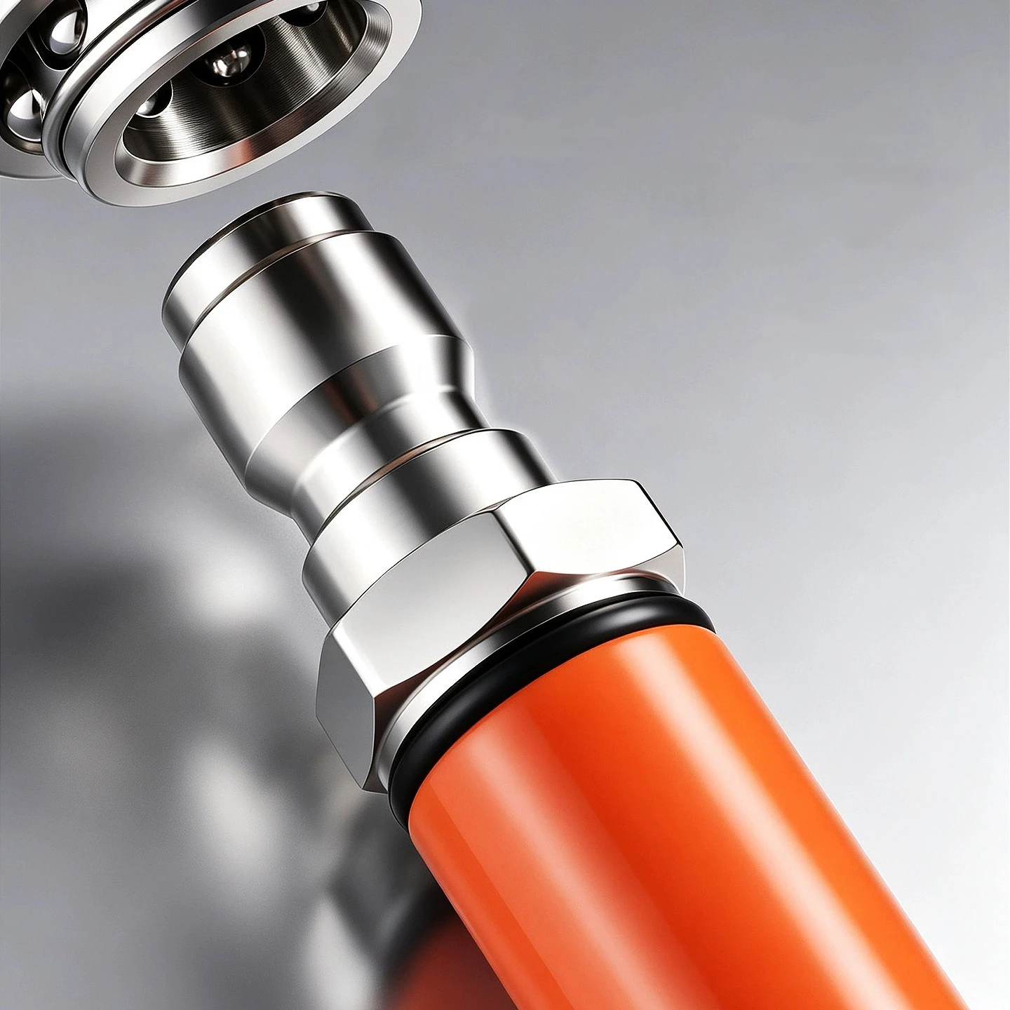 Embedded sealed stainless steel quick-connect couplings, suitable for water guns, spray guns and air gun interfaces