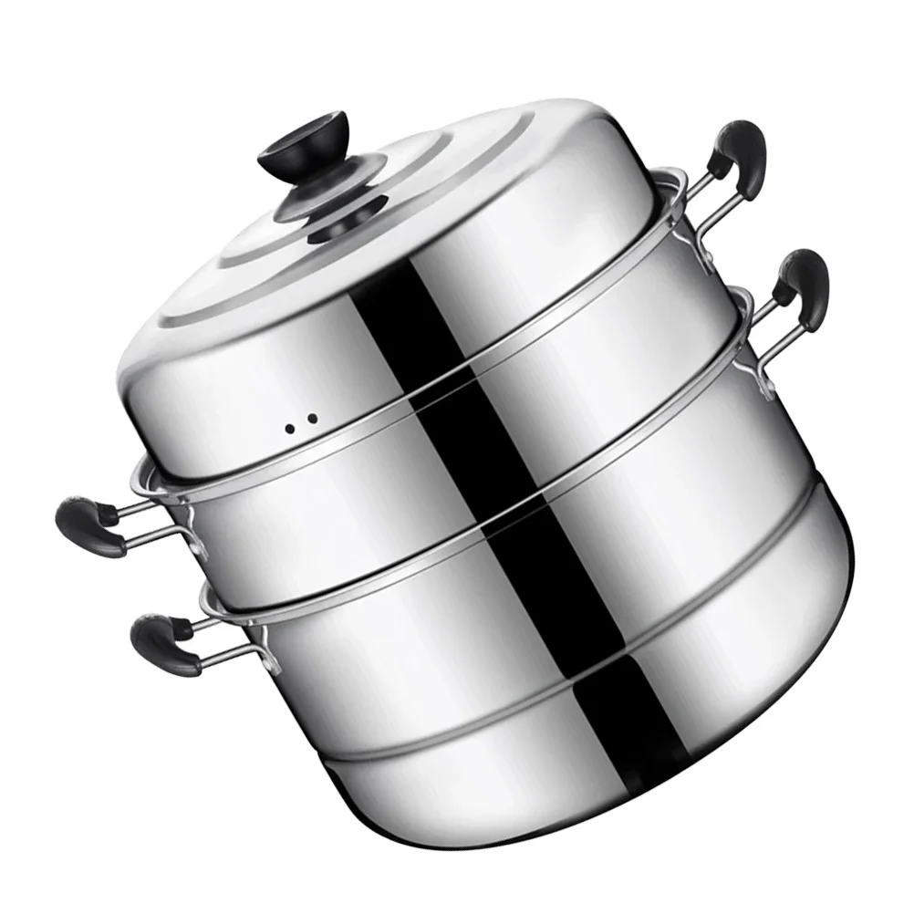 

Triple Layer Steamer Stainless Steel Healthy Material Large Capacity Steam Pot Stockpots Foldable Storage Induction Gas Stove