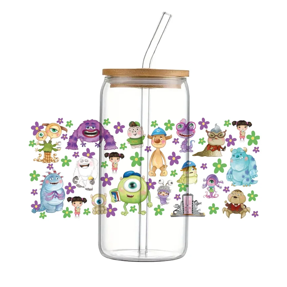 Disney Cartoon Monsters University UV DTF Transfer Sticker Waterproof Transfers Decals For 16oz Glass Cup Wrap Stickers