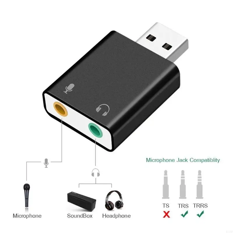 E1PF USB 2.0 Stereo External Sound Card Adapter For PC USB Input 3.5mm Trs Headphone