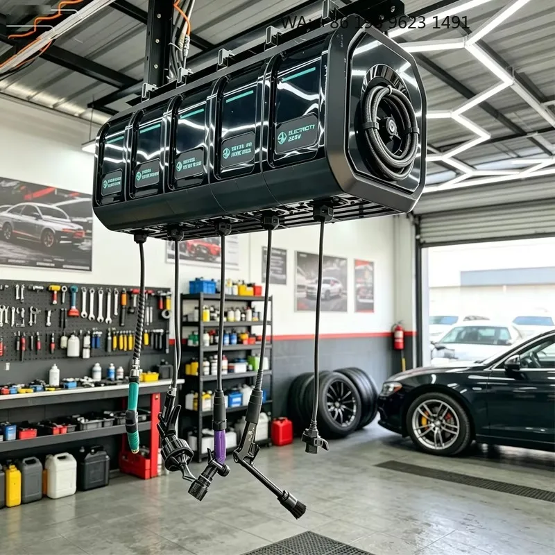 Integrated Car Wash Hose Reel System 5 Lines Retractable Combination Unit for Auto Detailing