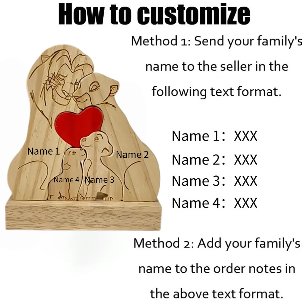 Birthday Gifts for Men Free Engraving DIY Lion Wooden Figurines Personalized Custom Desk Decor Customized Name Wood Sign