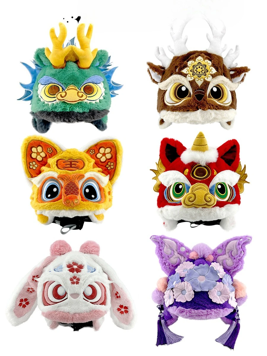 Xiong Qunye Copricapo per casco da sci invernale con animali di peluche per l'anno del vento cinese