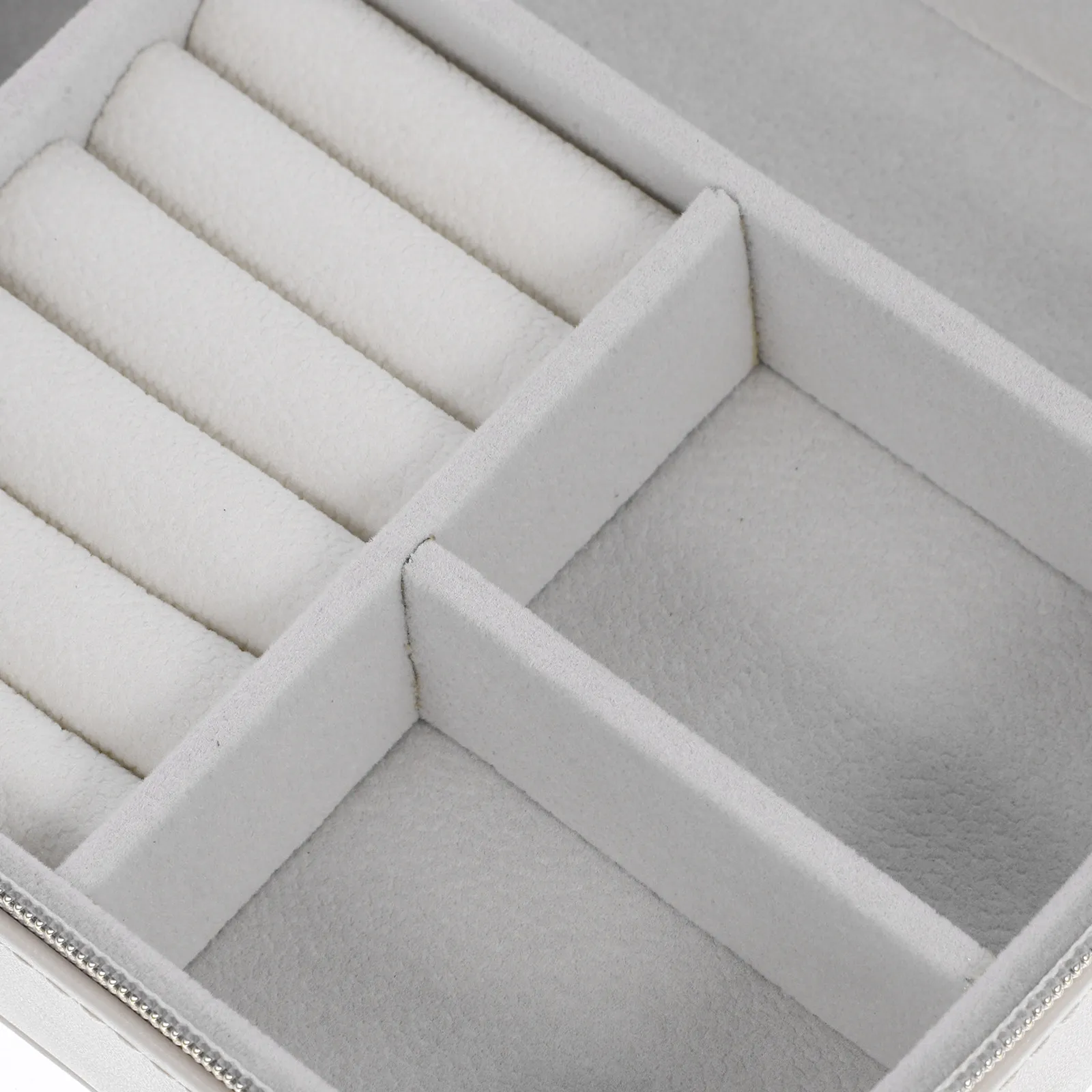 

PU Jewelry Storage Box Large Travel Case Lightweight Zippered Jewelry Organizer for Rings Earrings Necklaces Bracelets