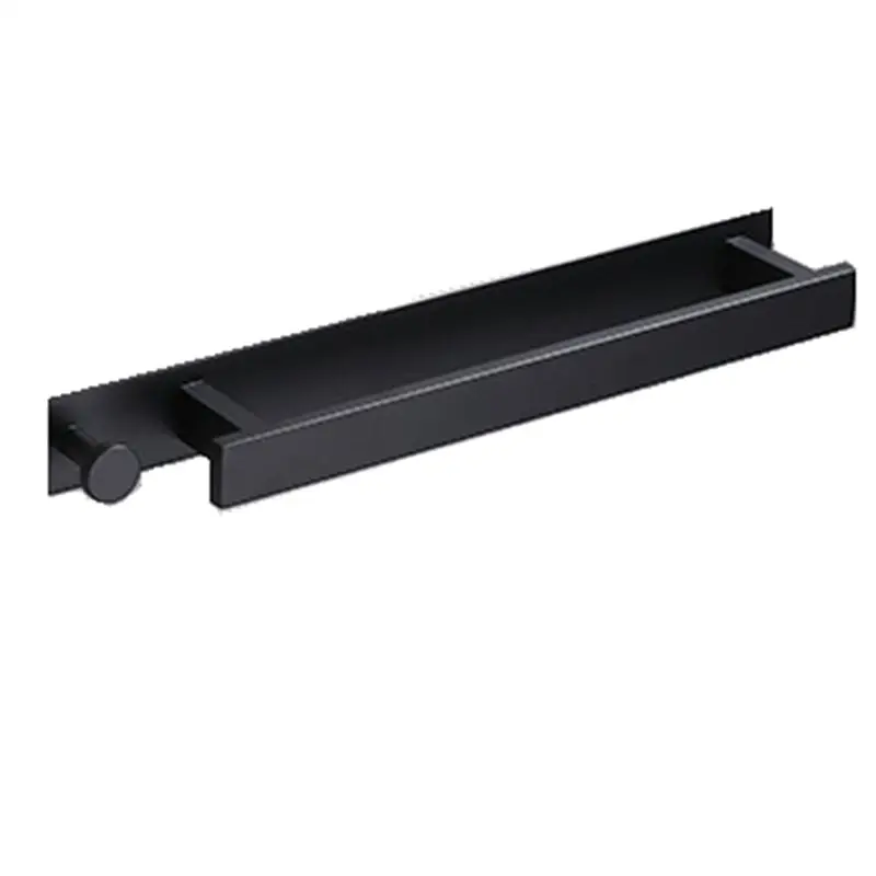 

ABJN-1 Piece Self-Adhesive Towel Holder Bathroom Stainless Steel Guest Towel Holder Black Wall Bath Towel Holder Adhesive