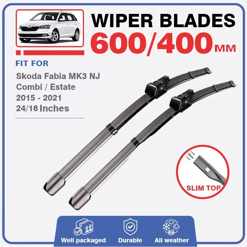 Car Wiper Blade For Skoda Fabia 3 MK3 NJ 2015 - 2021 Combi Estate HATCHBACK Front Rear Windshield Brushes Windscreen Accessories