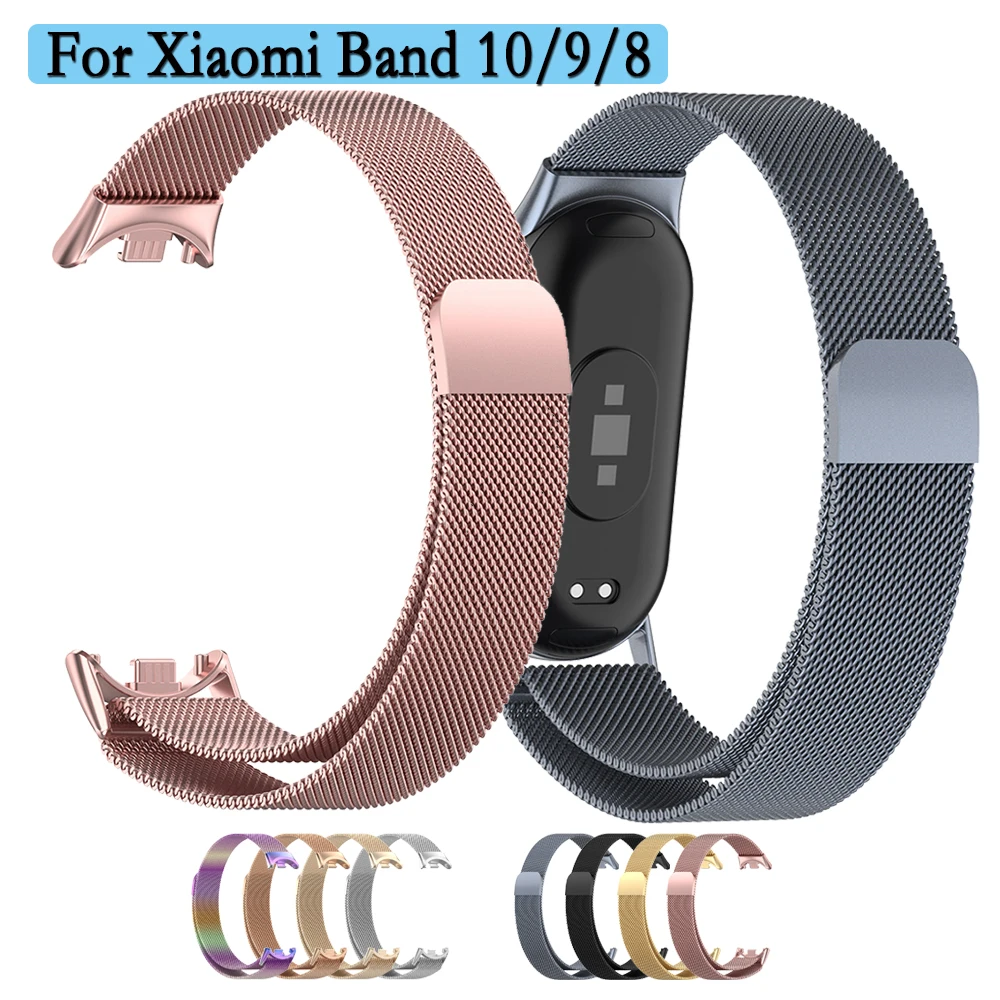 For Xiaomi Band 10/9/8 Strap Stainless Steel Magnetic Watchband Comfortable To Wear Business Style Wristband