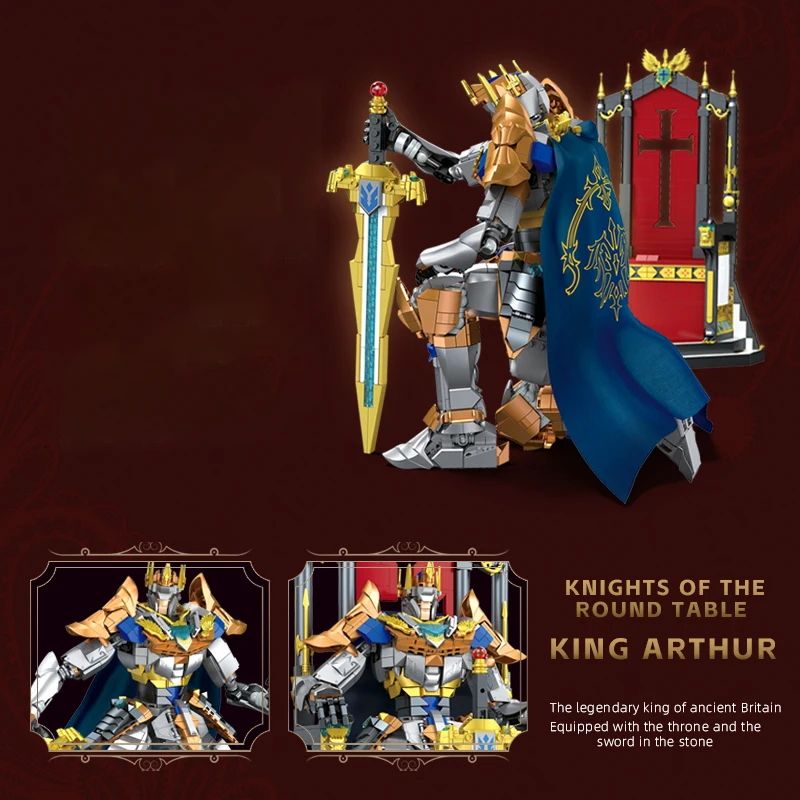 Caballeros europeos medievales rey Arthur bloques de construcción caballeros de la mesa redonda modelo ladrillos Juguetes