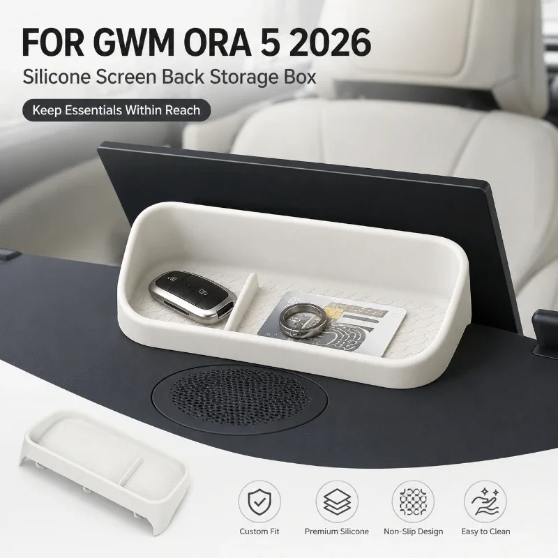 For ORA 5 2026 Car Dashboard Screen Storage Box Silicone Organizer Tray Interior Rear Console Storage Non Slip Accessories