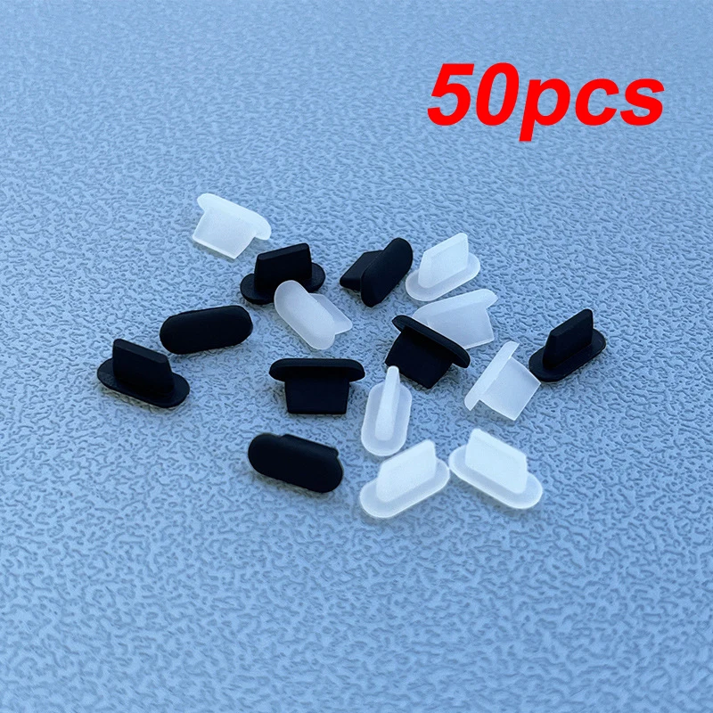 50pcs Silicone Anti-dust Plug For iPhone 14 13 12 11 XR X XS IOS Charging Port Plug Detachable Anti Dustproof Cover Plugs Cap