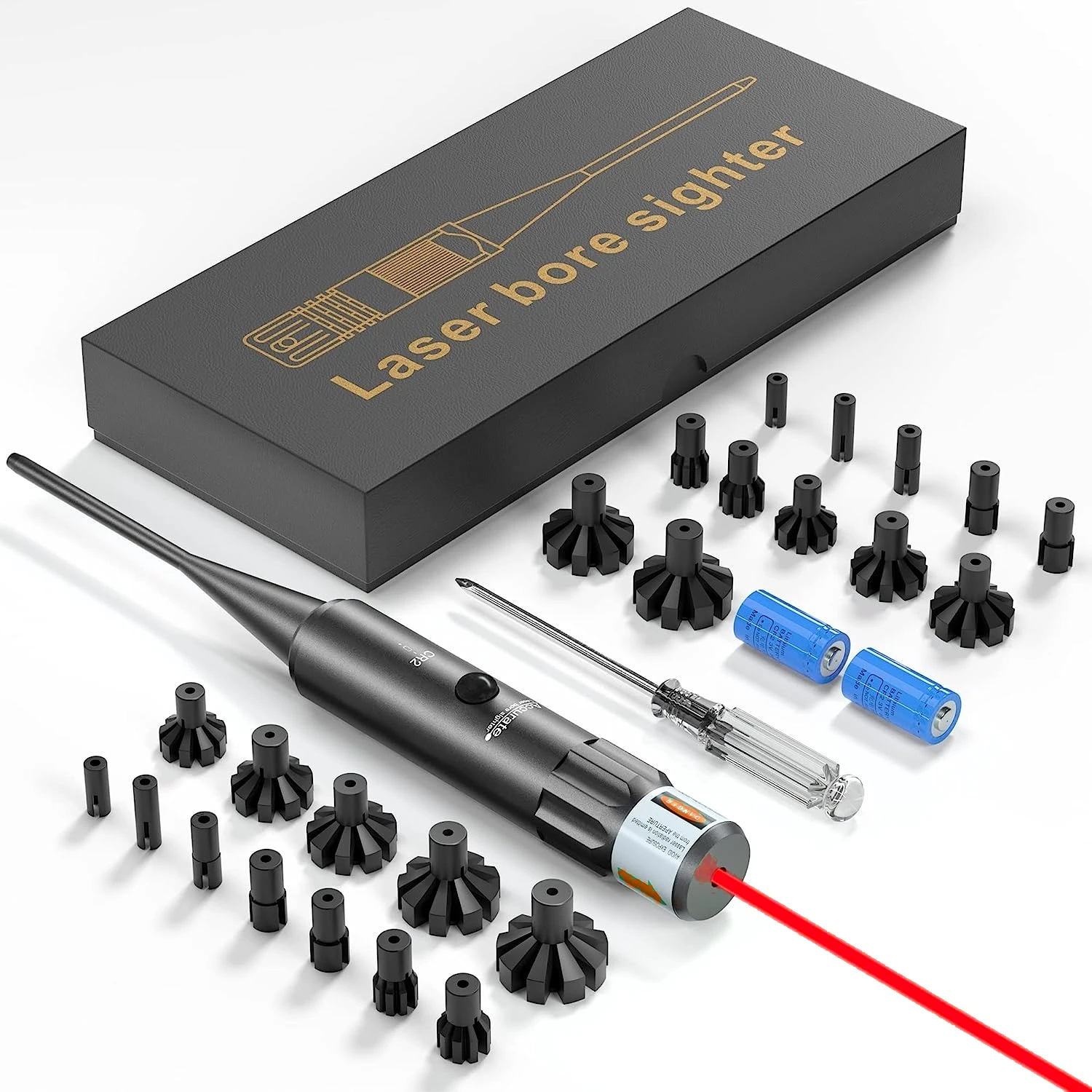 Laser Boresighter Kit .177 .22 Caliber to .78 Red Laser Collimator Glock Rifle Laser Bore Sight Battery