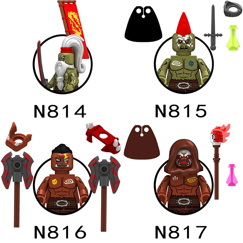 N815 N816 N817 Warcraft Orc Medieval fantasy world MOC Berserker mage assassin Weapons Building Blocks MINI Action Figures Toys