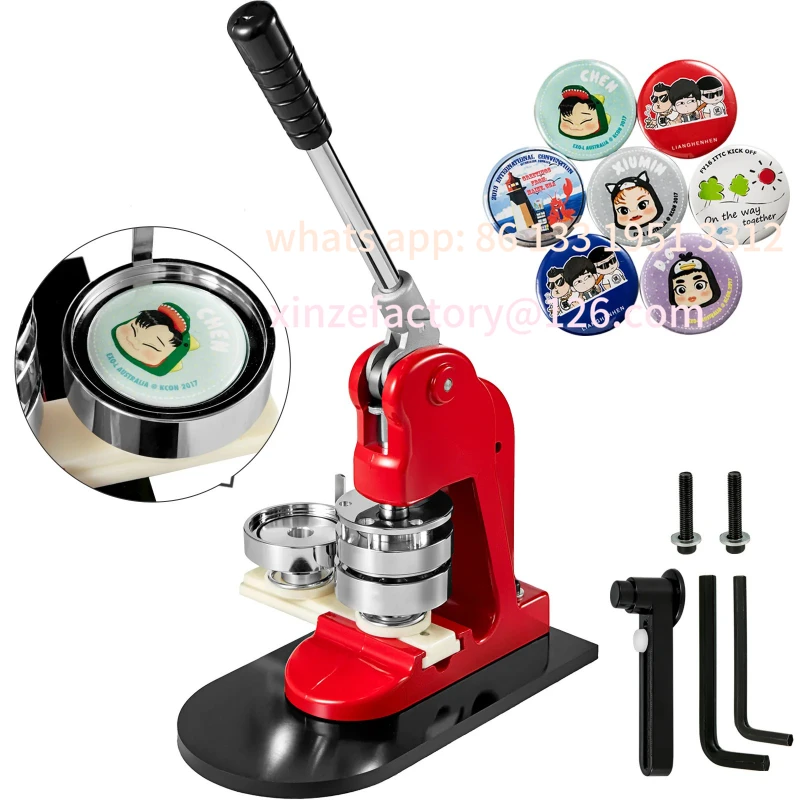 

Customizable 25-75MM Badge Maker Machine DIY Button Pin Broochs Press Making Tool with 500/1000Pcs Circle Manufacture