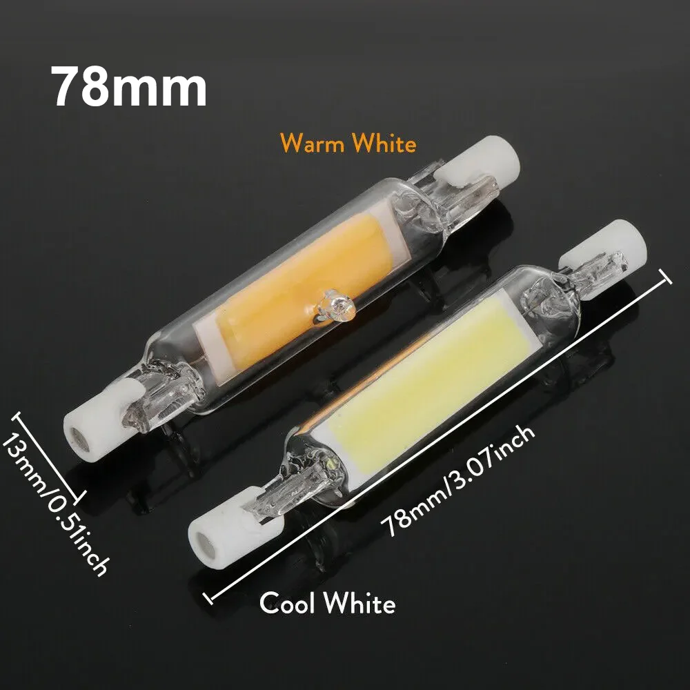 220V 78mm 5W 10W Dimmable LED COB Light Bulb R7S Glass Tube Floodlight Cool/Warm/Natural White Light J-Type Replace Halogen Lamp