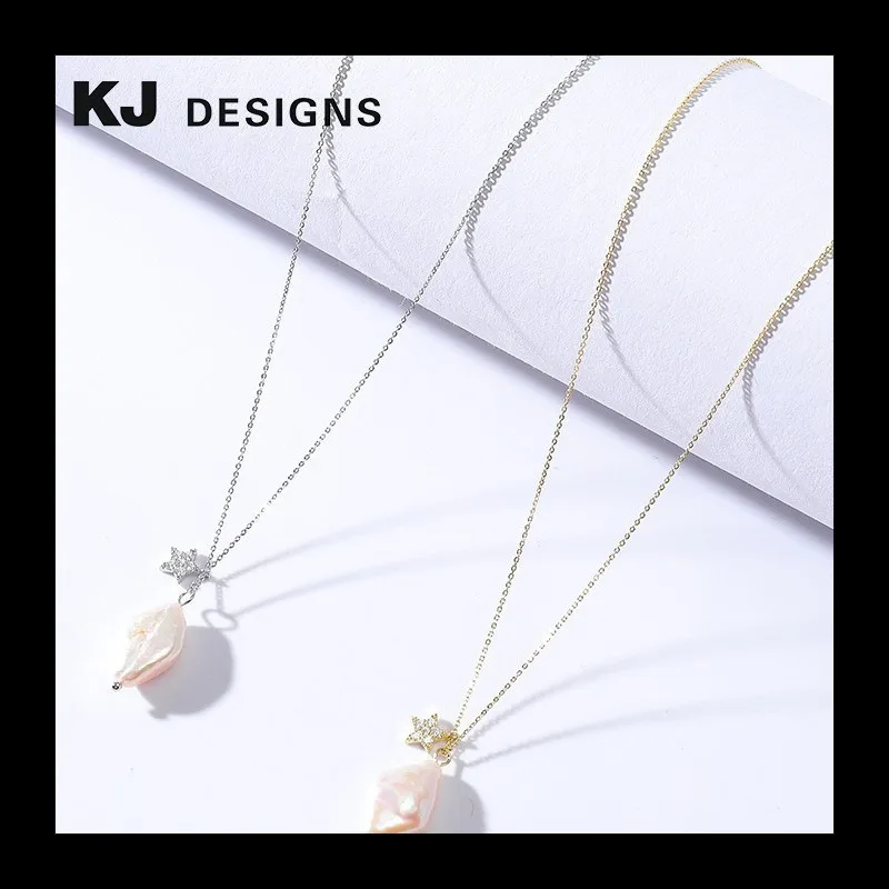 

Подвеска из стерлингового серебра 925 пробы с цирконием, инкрустированный натуральным пресноводным жемчугом, женское ожерелье в стиле Ins, простое темпераментное жемчужное ожерелье