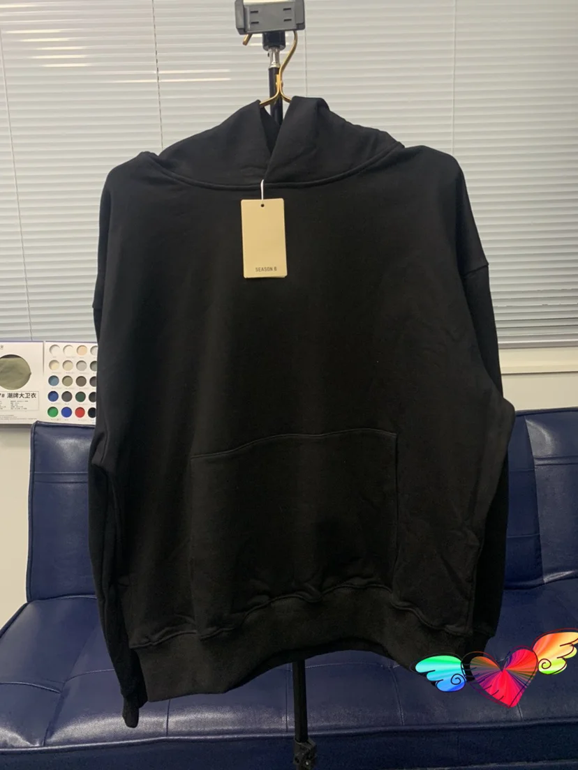 2023fw Black Season 6 Hoodie Men Women Thick Heavy Kanye West Hoody Hip Hop Ye Sweatshirts Terry Pullovers Inside Label