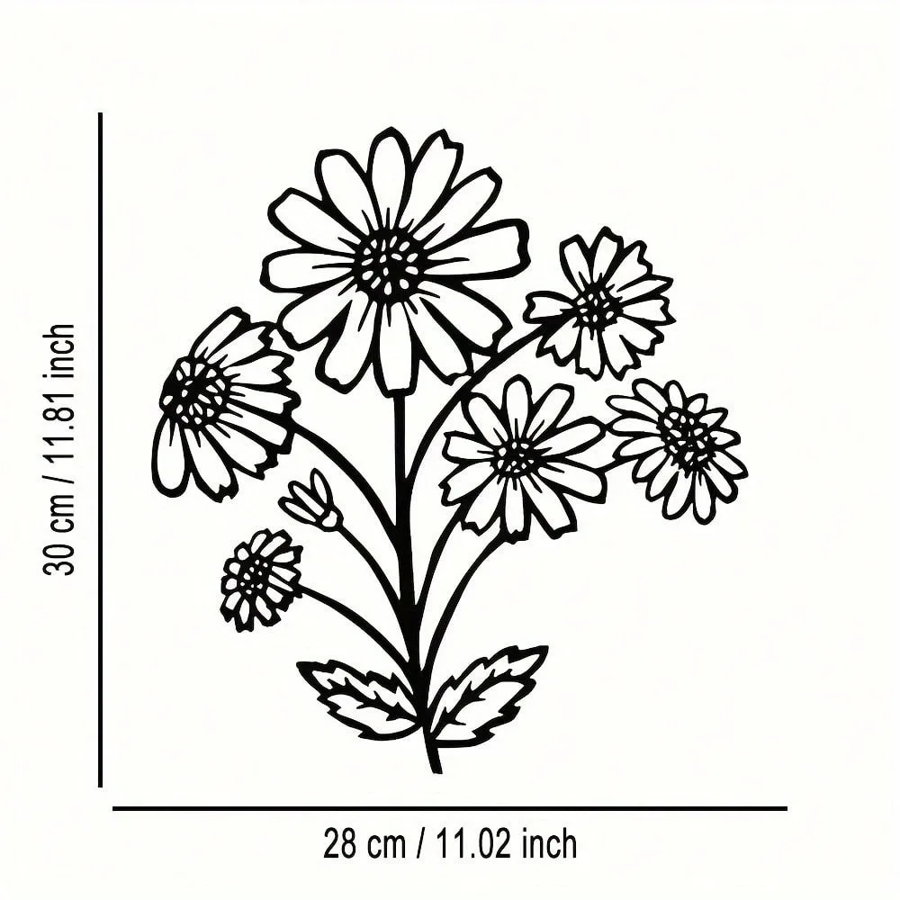 Metal Sunflower Wall Art Abstract Floral Iron Decor for Home Cafe Farmhouse Gift