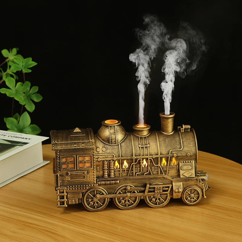 Creative Vintage Train Locomotive Air Humidifier Aromatherapy Diffuser Sprayer with Jellyfish Smoke Ring /Essential Oil Set image 4
