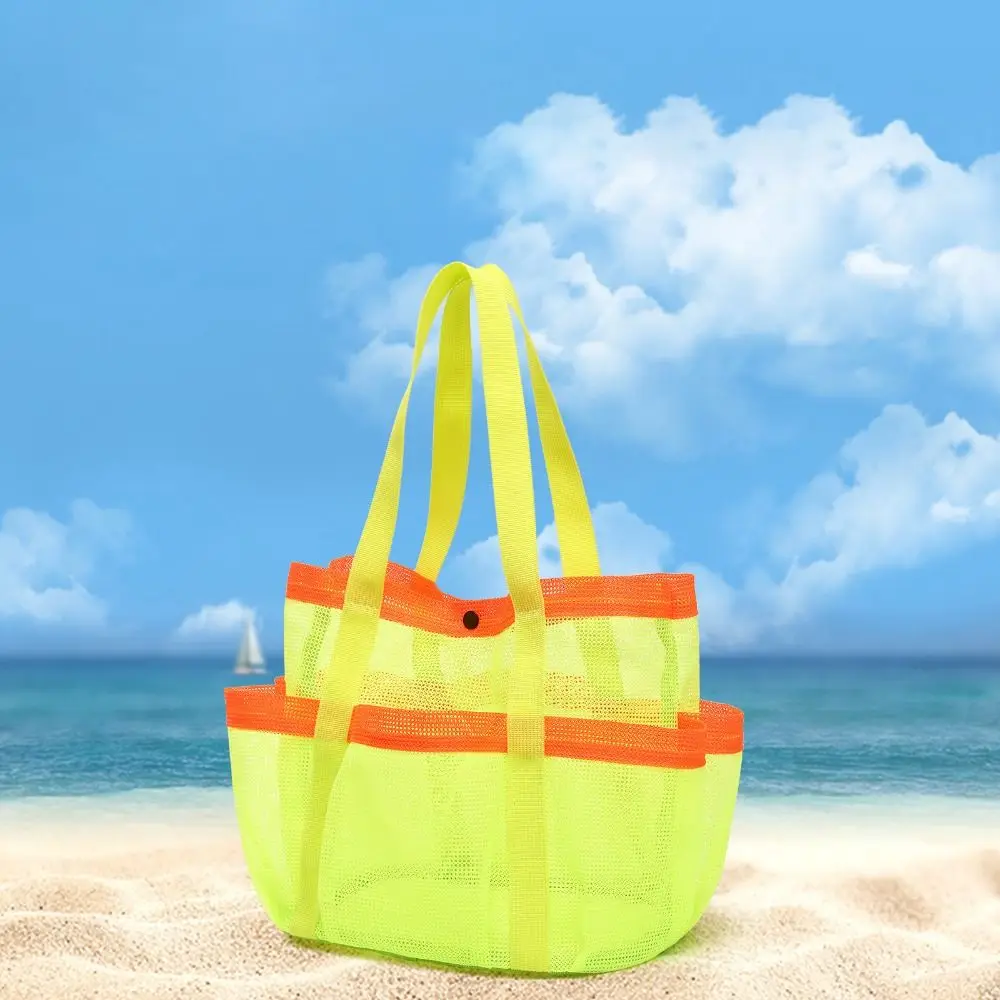 Breathable Mesh Beach Storage Bag Large Capacity Foldable Sand Toys Collector Portable Quick Dry Swimming Handbag Travel