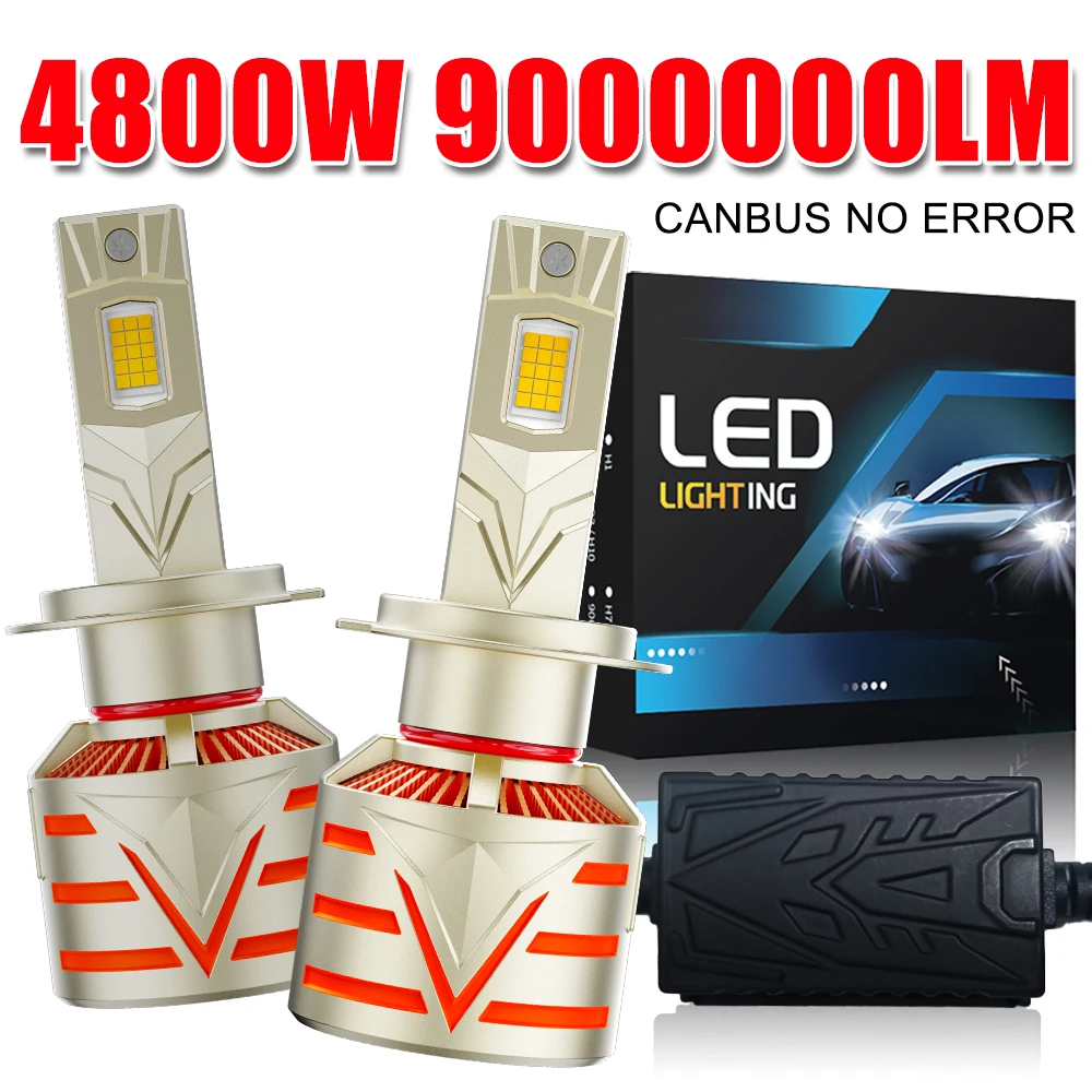 

2PCS 4800W 9000000LM H4 LED H7 H11 Car Headlight Bulb High Power H1 H8 H9 HB3 HB4 9005 9006 Turbo Lamp 6000K Car Light 12V 24V