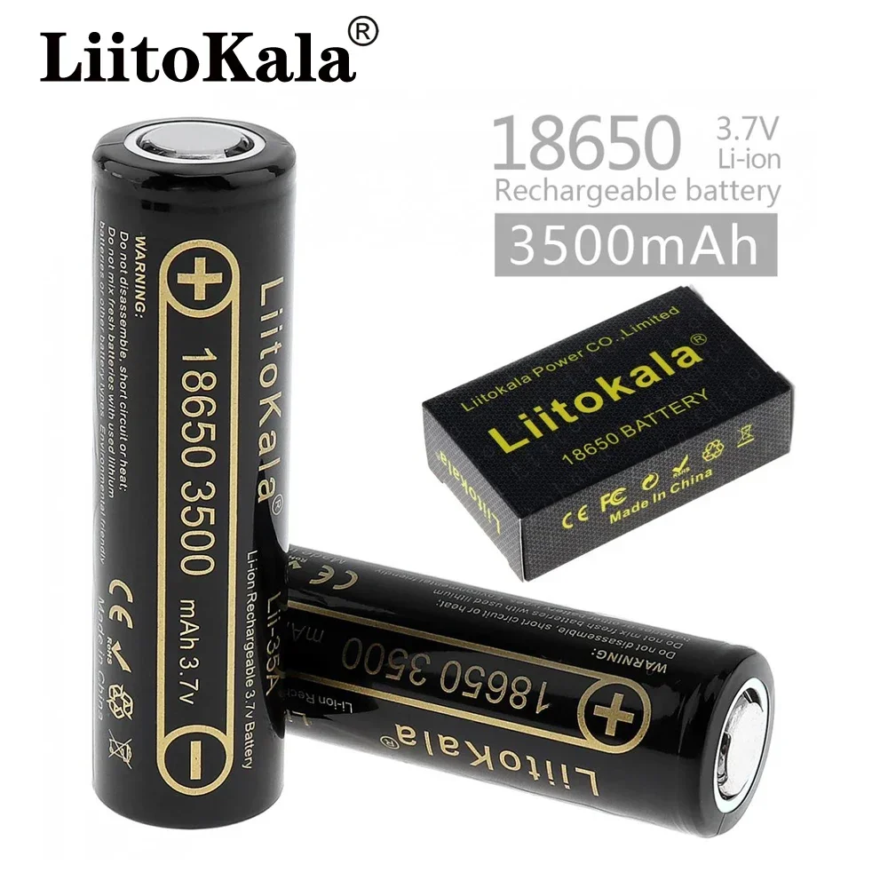 1-40 pces liitokala Lii-35A 18650 3500mah 3.7v li-ion bateria recarregável 10a bateria de lítio alto dreno para flashinglight vaping