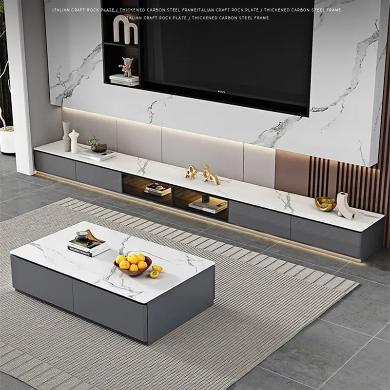 Slate TV cabinet coffee table combination simple modern minimalist household storage cabinet small apartment multi-functional co