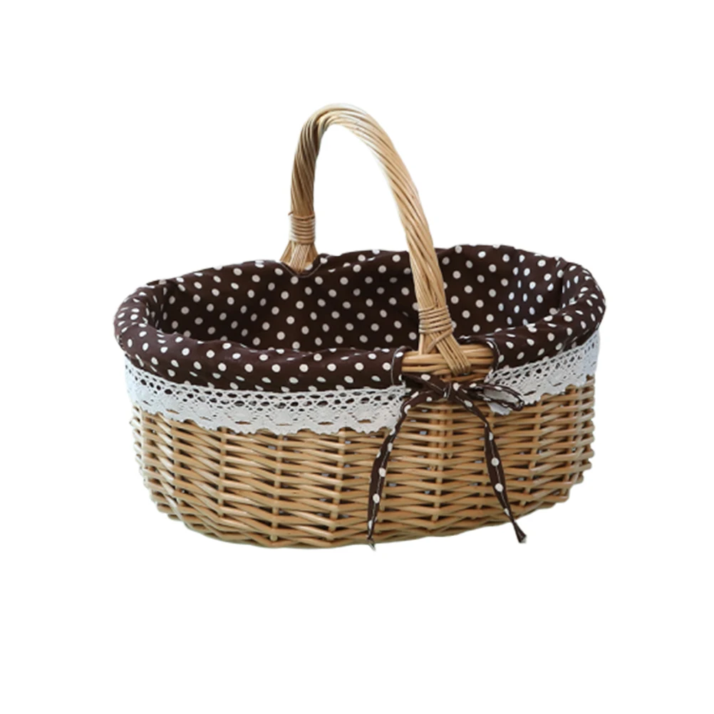 

Rattan Storage Basket Shopping with Handles Baskets Wicker Candy Wooden Grocery Baby
