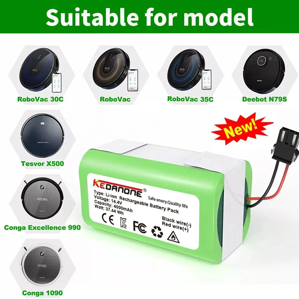 

batería conga 1090 990 950 cecotec 14.4V 4.0Ah Li-ion battery for Ecovacs Deebot DN621 601/605 Eufy RoboVac 35C Panda i7 V710