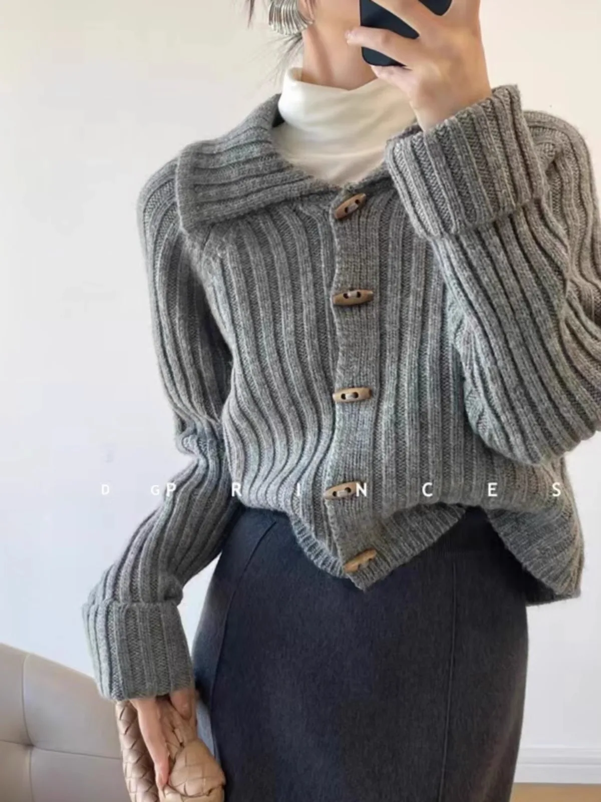 Un sens du design! Cardigan tricoté en cachemire pur pour femme, pull ample à manches longues, laine coréenne, mode automne et hiver, revers, 100