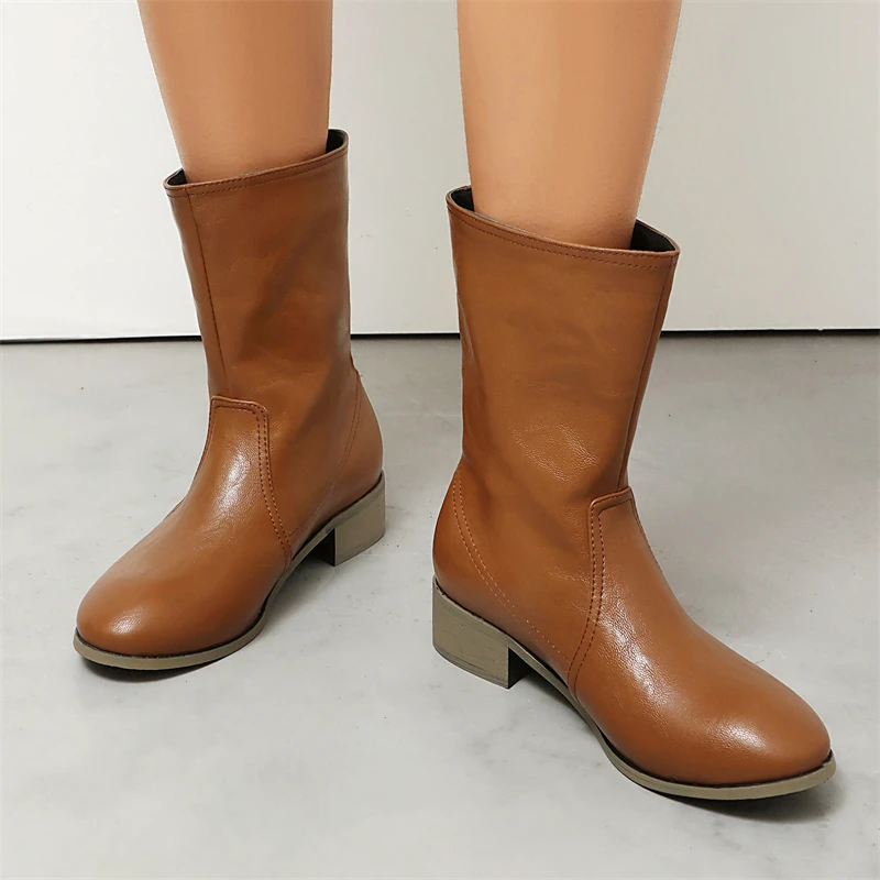 

Large Size 48 Women's Black Ankle Boots Winter Autumn Shoes Grey Brown Short Boot Block Low Heels Footwear Party Shoes Unisexy