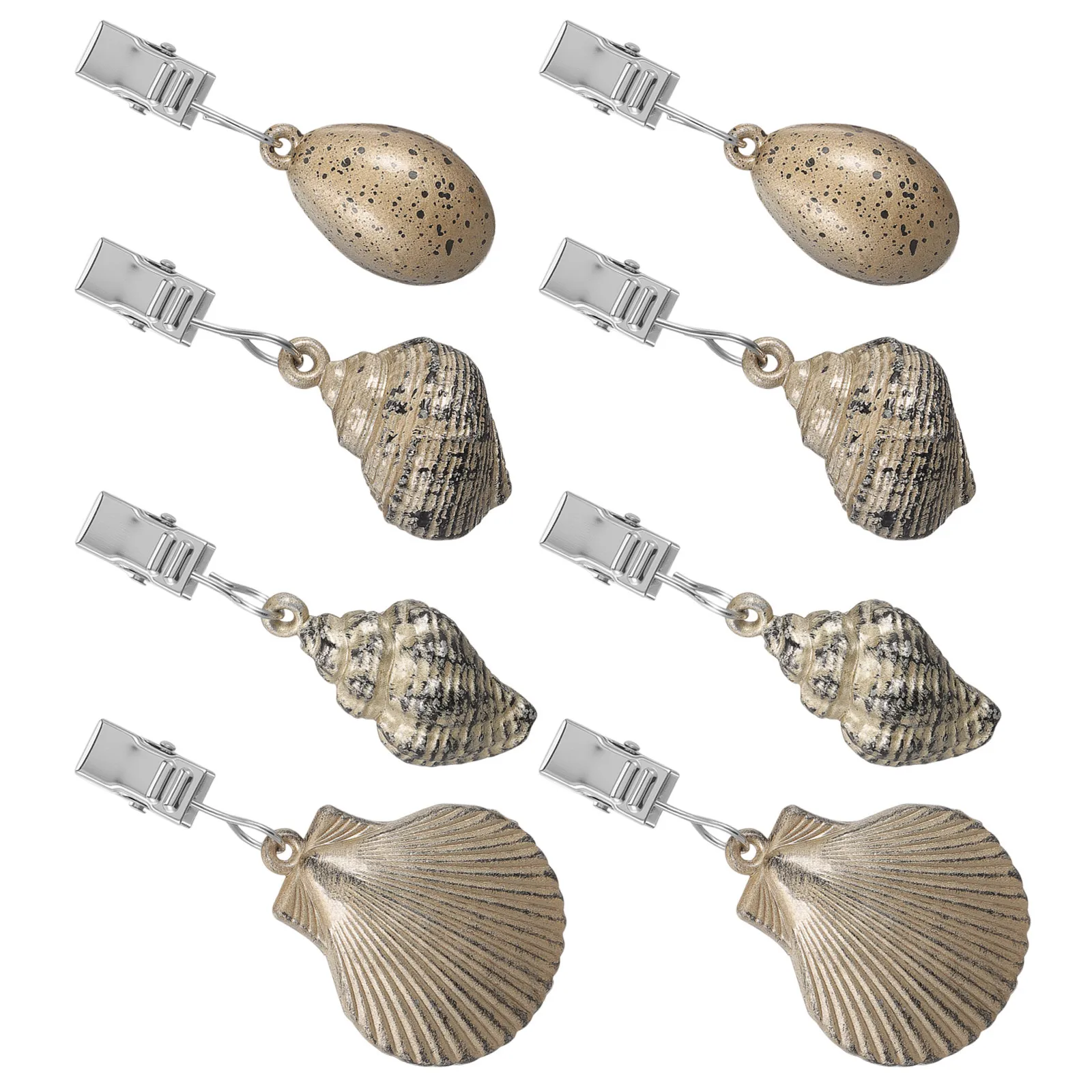 8Pcs Vintage Zinc Alloy Seashell Tablecloth Weights Clip Outdoor Table Clips Heavy Duty Shell Shape Table Cover Weights Party