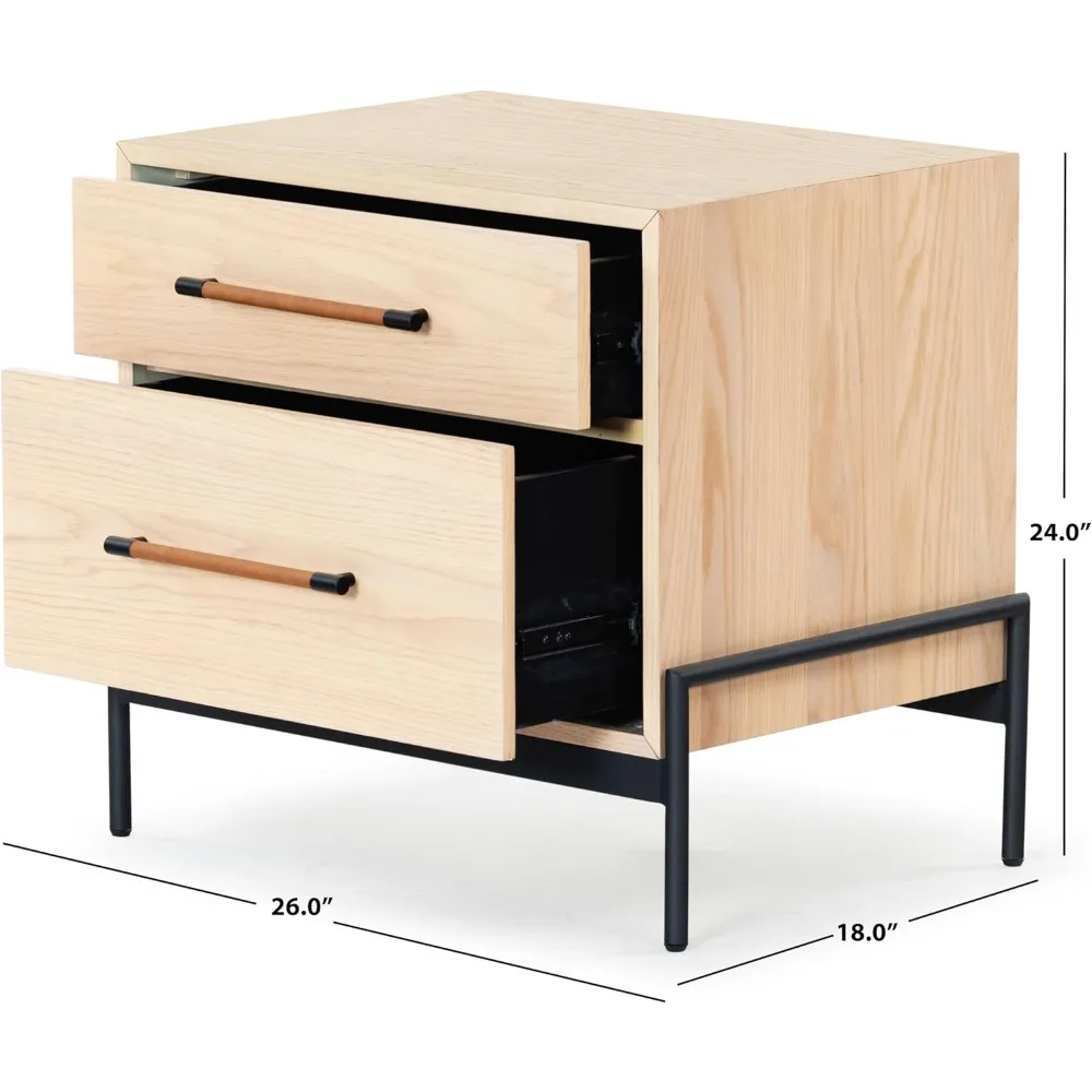 

Couture Collection Chandri Oak Brown 2-Drawer Vegan Leather Wrapped Handle Nightstand (Fully Assembled)