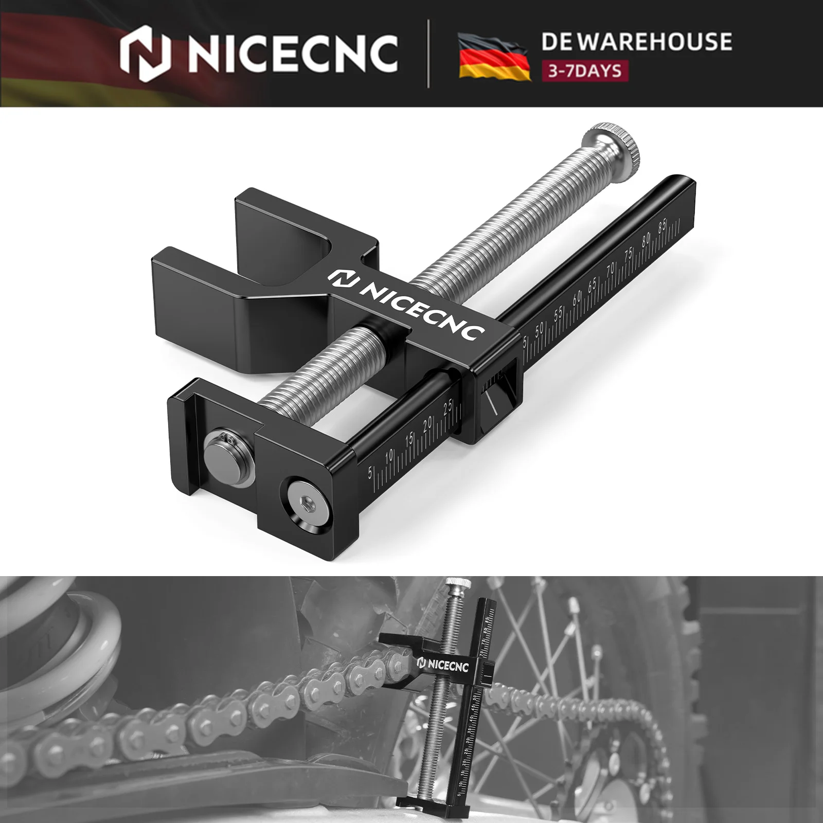 Strumento di regolazione della tensione della catena NICECNC per KTM EXC 300 SXF 450, Husqvarna TE 300, GasGas Beta RR 300, Honda, Yamaha, Suzuki, Kawasaki