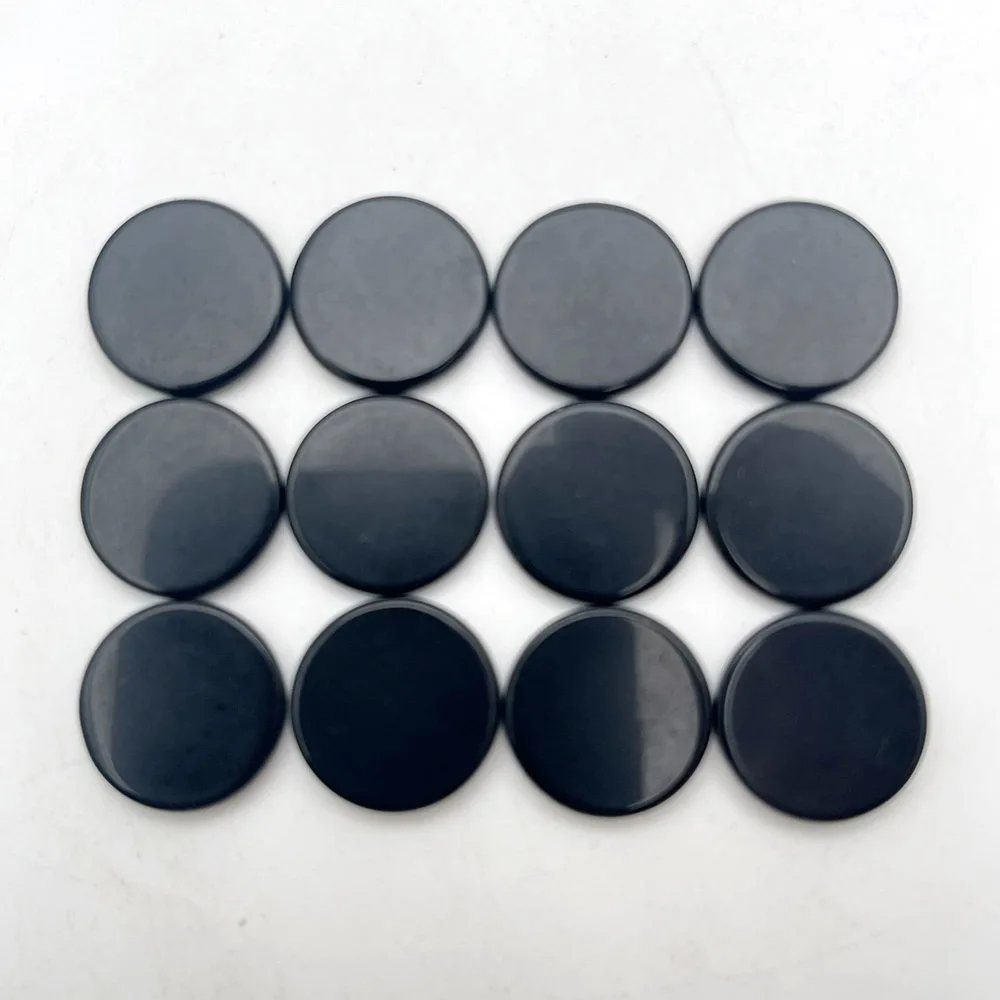 fashion good Natural gem stone Obsidian Double flat round cabochon 12MM 14mm 18mm 20mm 12PC Ring Earring no hole Accessories