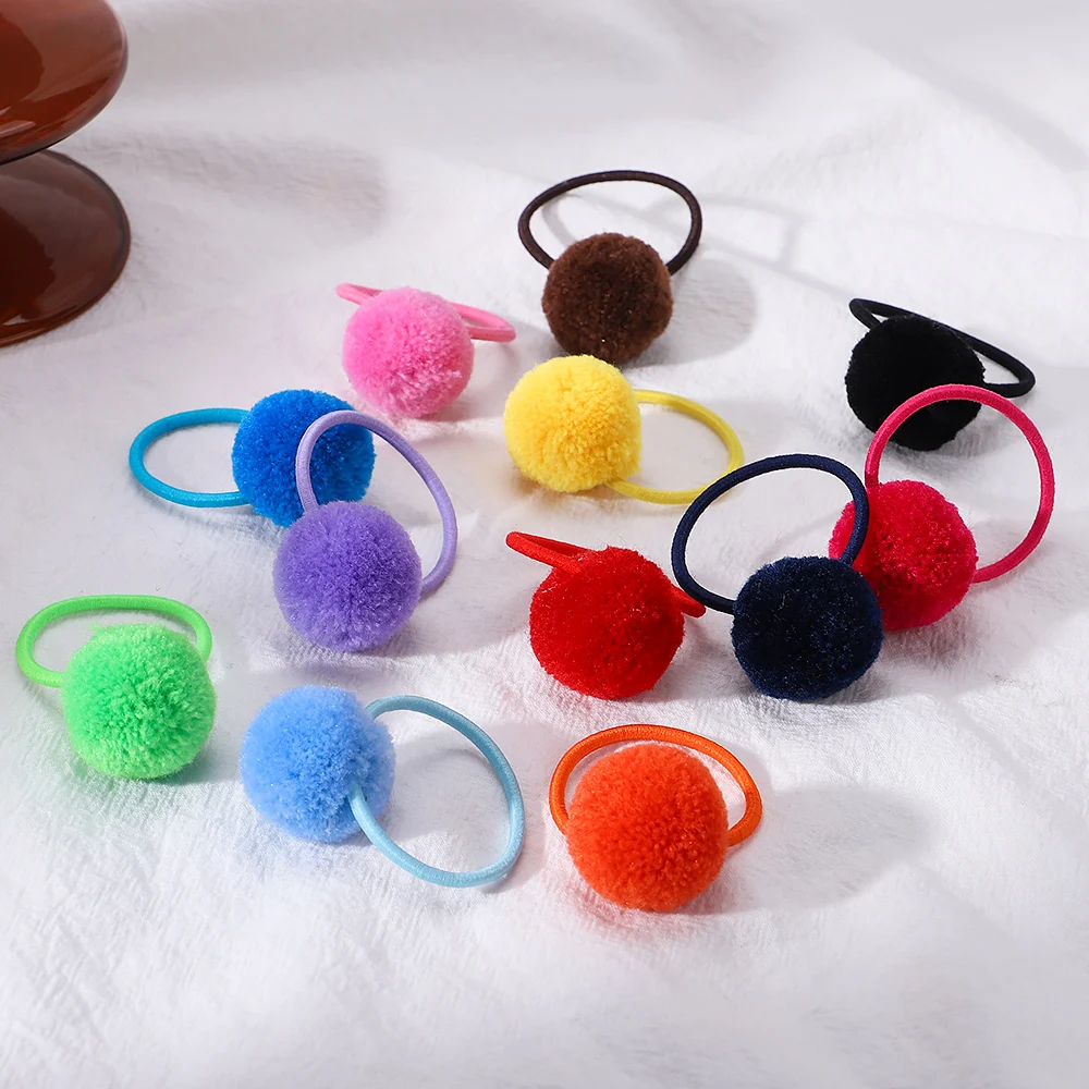 6Pcs/lot Solid Color Ball Elastic Hair Bands For Kids School Hair Rope Headband Hair Ties Headwear Hair Accessories For Girls