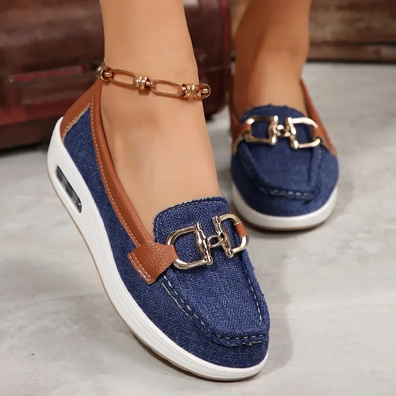 Women\'s Casual Shoes 2024 Spring and Autumn Flat Loafers Women\'s Shoes Fashion Non-slip Soft Denim Flat Shoes Zapatos De Mujer