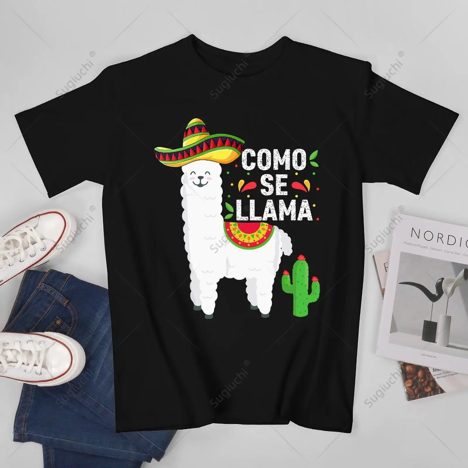 Unisex Men Como Se Llama Funny Men Women Cinco De Mayo Mexican Llama Tshirt Tees T Shirts Women Boys 100% Cotton T-Shirt