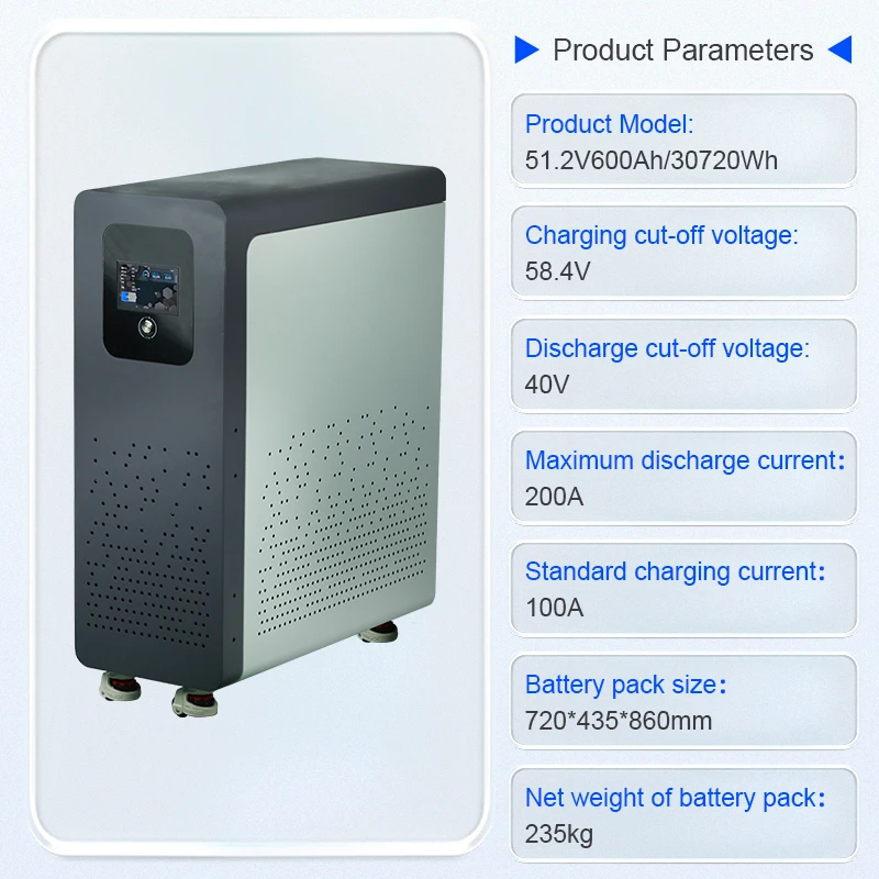 All in One Battery 30KW 50KW 600Ah Indoor Lithium LiFePo4 Battery Home Power Lithium Ion Pack