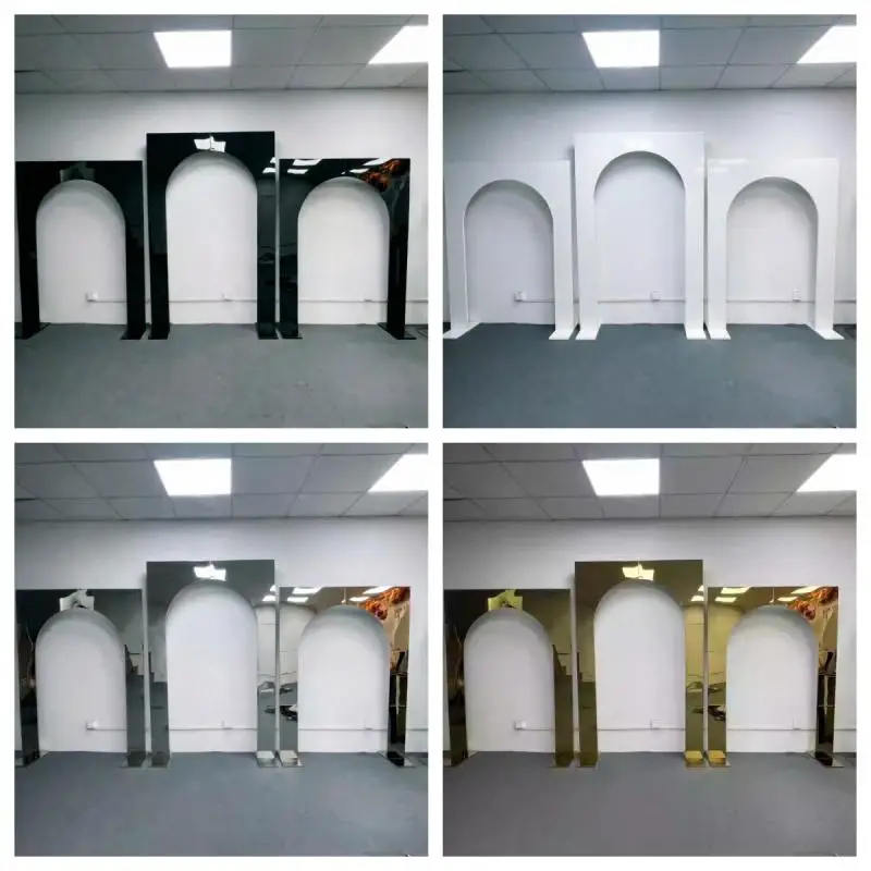 

3PCS Luxury Background Props Stainless Steel Arch Wedding Backdrop Frame, Outdoor Flower Door For Bridal Party Stage Decoration