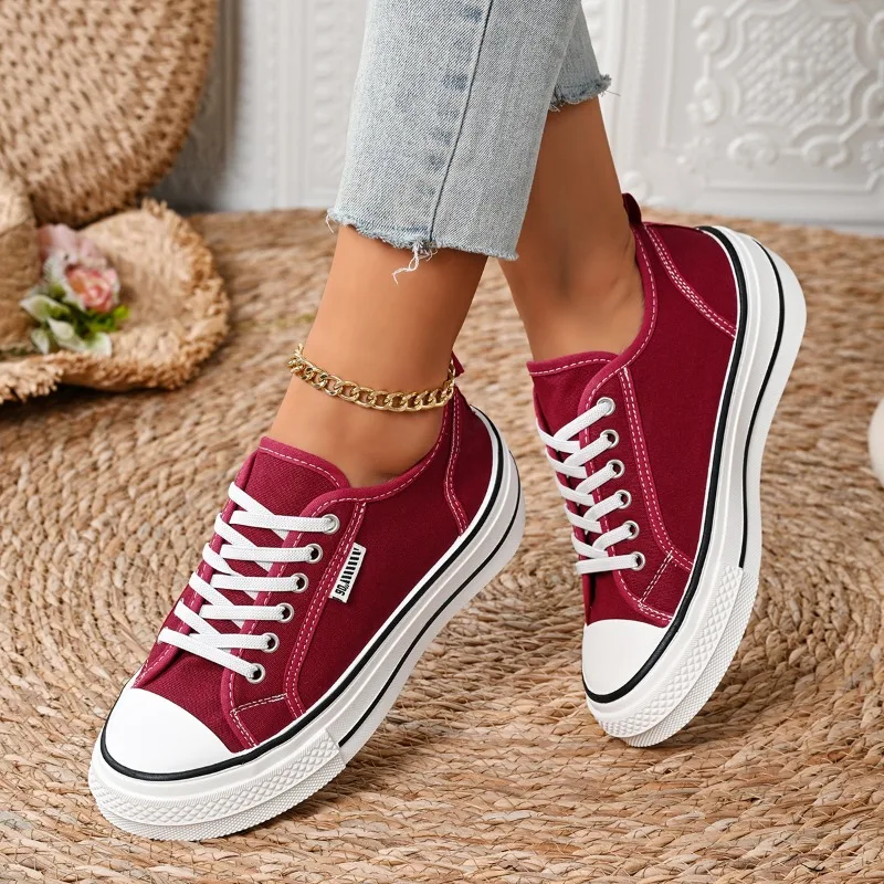 Moda doce cor nova casual tênis feminino 2026 nova cor sólida confortável sapatos de sola grossa para mulher tênis feminino