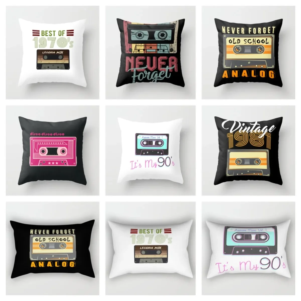 Retro audio tape Plush pillowcase，decorative pillow case for sofa cushion covers 40*40 60*60 30*50 living room  home decoration