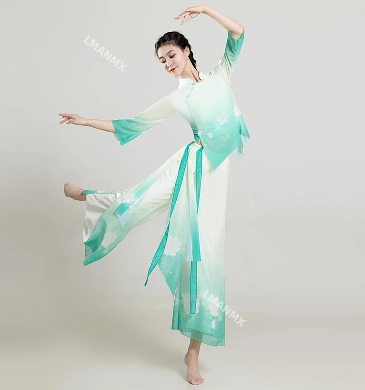 Klassische Tanzkostüme Frauen Cheongsam Sarong Weibliche Yangge Uniform Chinesischen Tanz Praxis Kleidung Bühne Tanz Tragen Kostüm